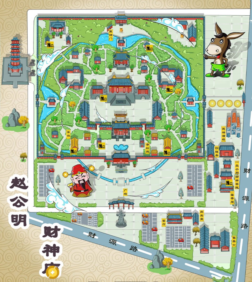 浔阳寺庙类手绘地图